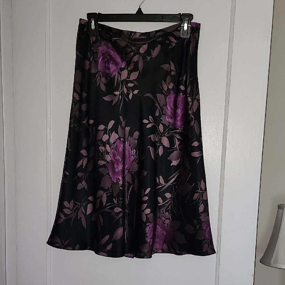 Charter Club Black and Pink Midi A-Line Skirt